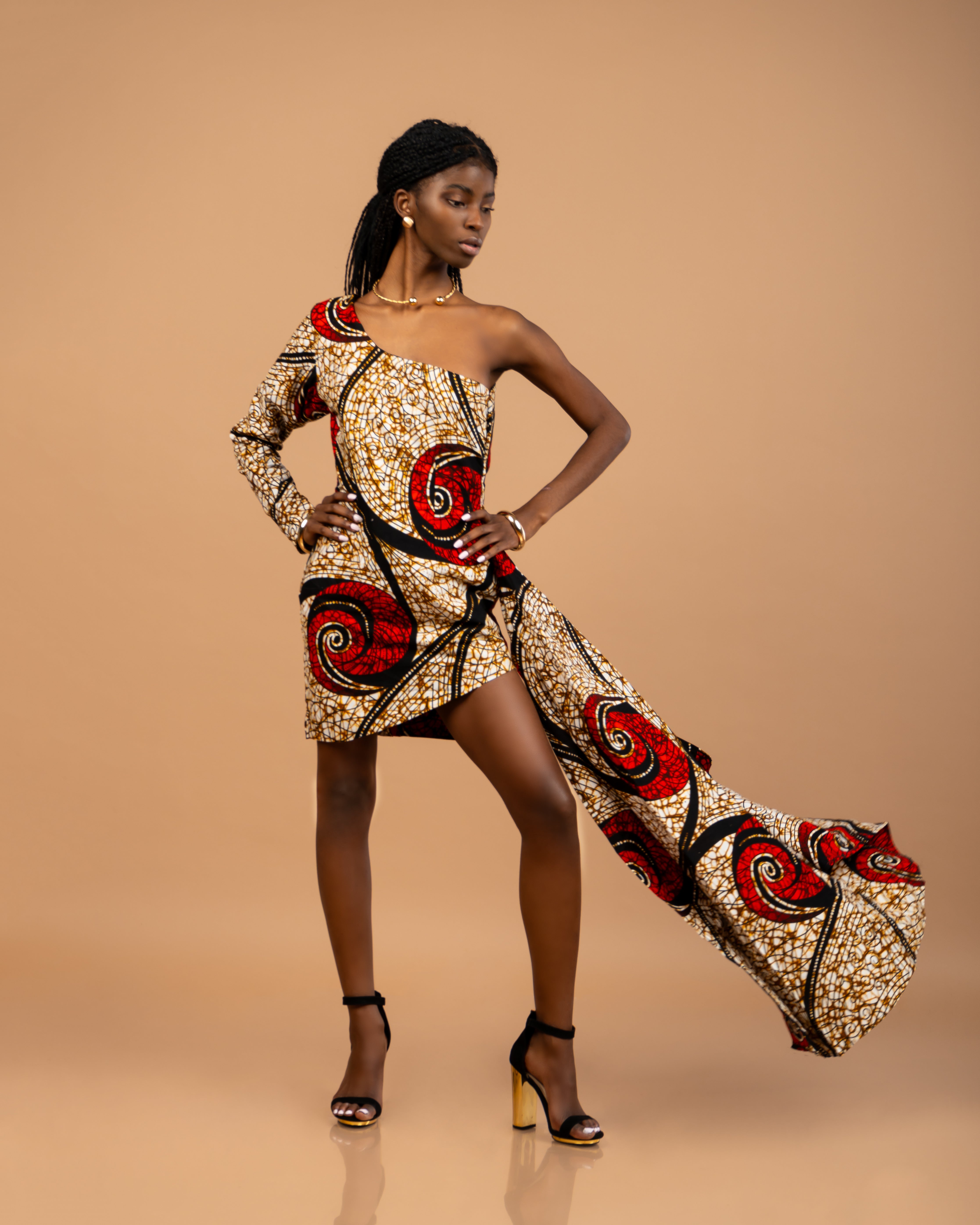 Handmade African Print asymmetrical Ankara dress: 100% cotton high-quality African wax fabric 