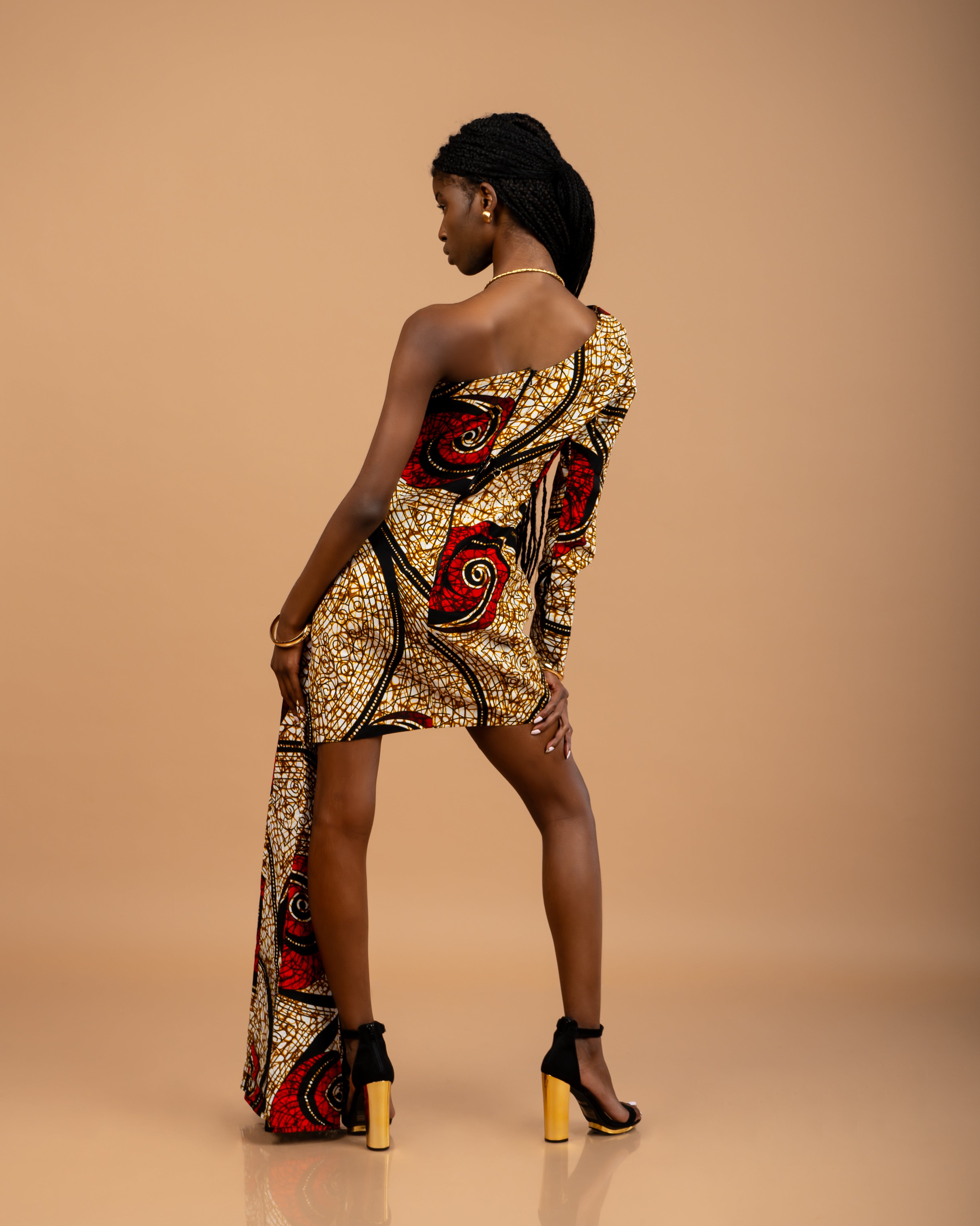 Handmade African Print asymmetrical Ankara dress: 100% cotton high-quality African wax fabric 